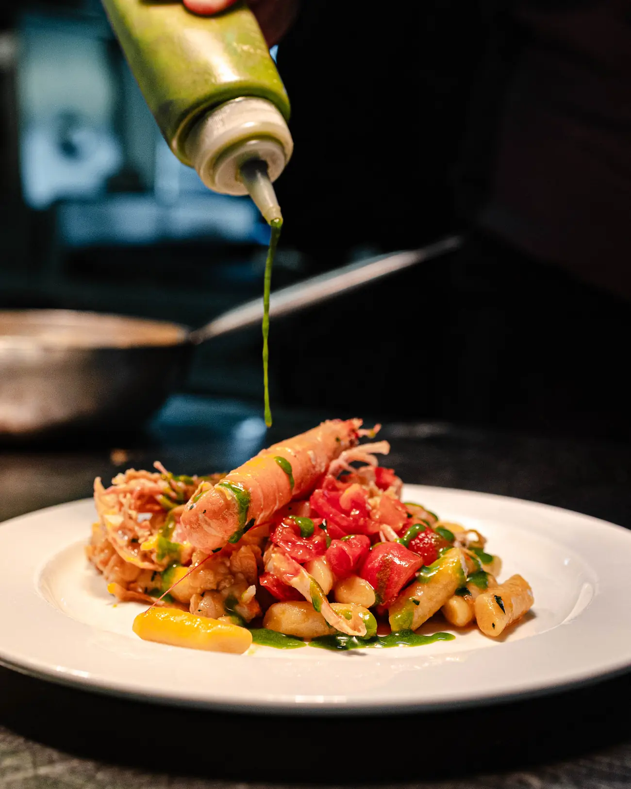 Traditional Abruzzo cuisine - fish gnocchi lunch dish Traditional Abruzzo cuisine - fish gnocchi lunch dish